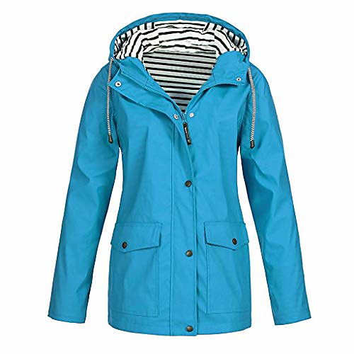 

Women's Peacoats Square Classic & Timeless Fall V Neck Coat Regular Sports Outdoor Long Sleeve Polyester Coat Tops Water Blue / Winter / Spring