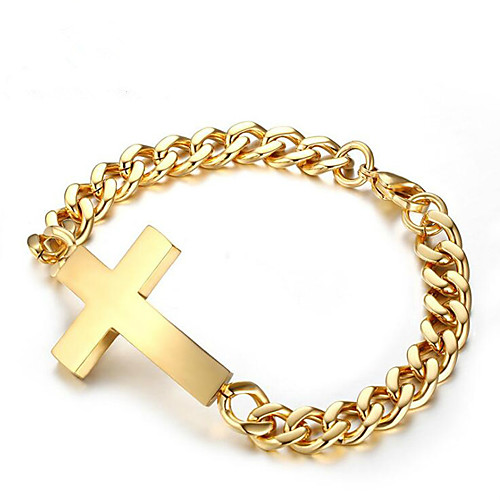 

Men's Chain Bracelet Geometrical Sideways Cross Cross Fashion Stainless Steel Bracelet Jewelry Gold / Silver For Gift Daily