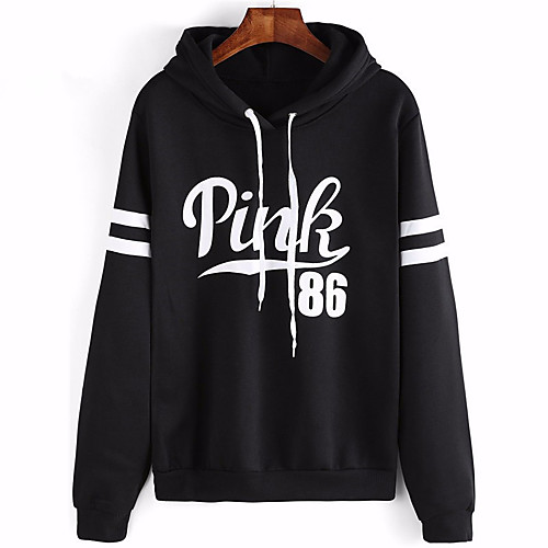 

Women's Daily Pullover Hoodie Sweatshirt Letter Basic Hoodies Sweatshirts Black Blushing Pink Green