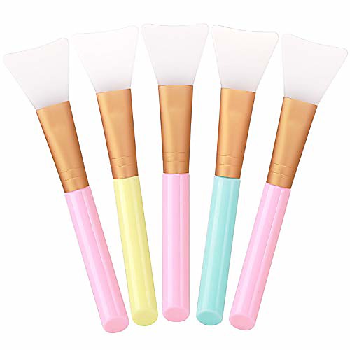 

5pcs silicone face mask brush,mask beauty tool soft silicone facial mud mask applicator brush hairless body lotion and body butter applicator tools (white)