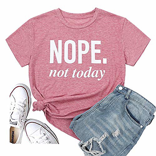 

women's nope not today short sleeve christmas t-shirt graphic tees tops casual cute tops funny blouse tee (xx-large, red)