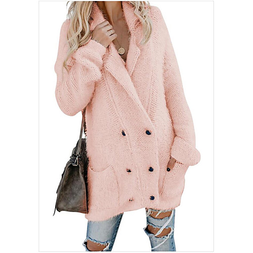 

Women's Solid Colored Basic Winter Teddy Coat Long Daily Long Sleeve Polyester Coat Tops Blushing Pink