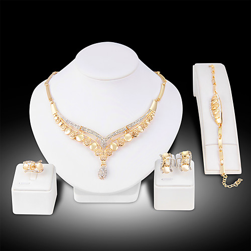 

Women's Jewelry Set Bridal Jewelry Sets Cut Out Precious Fashion Gold Plated Earrings Jewelry Gold For Christmas Wedding Party Evening Gift Formal 1 set