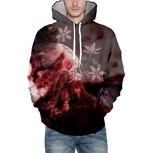 

Men's Halloween Pullover Hoodie Sweatshirt Graphic Skull Hooded Casual Hoodies Sweatshirts Brown