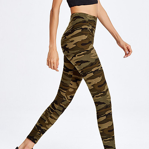 

Women's Yoga Pants Cropped Leggings Tummy Control Butt Lift Breathable Camo / Camouflage Camouflage Yoga Fitness Gym Workout Sports Activewear Stretchy