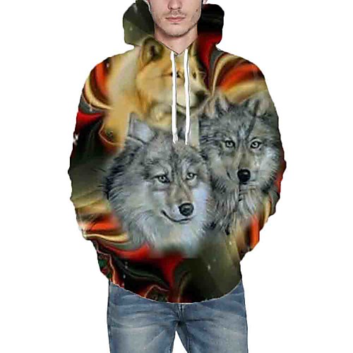 

Men's Hoodie Graphic Animal Daily Going out 3D Print Casual Hoodies Sweatshirts Brown