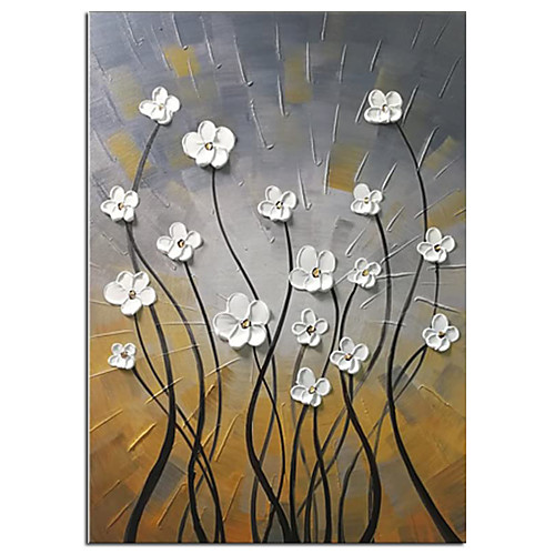 

Oil Painting Hand Painted Vertical Abstract Floral / Botanical Comtemporary Modern Rolled Canvas (No Frame)