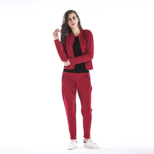 

Women's Sweatsuit 2 Piece Set Pullover Sweatshirts Black Pure Color Loose Fit Crew Neck Solid Color Cute Sport Athleisure Sweatshirt and Pants Outfits Clothing Suit Long Sleeve Warm Soft Comfortable