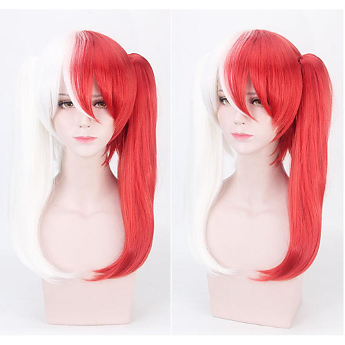 

Cosplay Costume Wig Cosplay Wig Todoroki Shouto My Hero Academia / Boku No Hero Straight kinky Straight With Bangs Wig Medium Length Red / White Synthetic Hair 17 inch Women's Anime Cute Cosplay Red