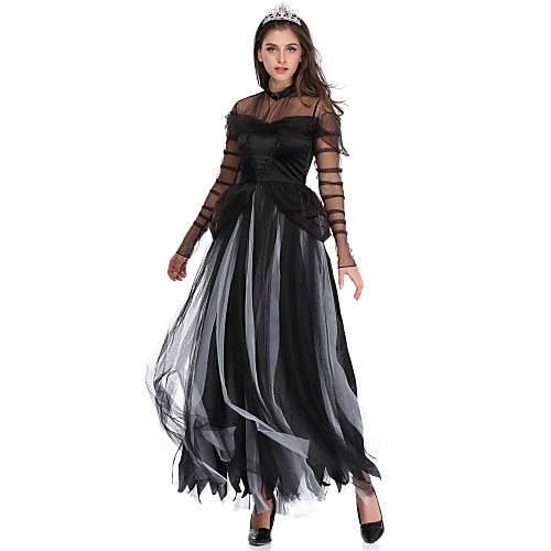 

Ghostly Bride Dress Cosplay Costume Outfits Adults' Women's Cosplay Vacation Dress Halloween Halloween Festival / Holiday Tulle Polyester Black Women's Easy Carnival Costumes / Crown / Headwear