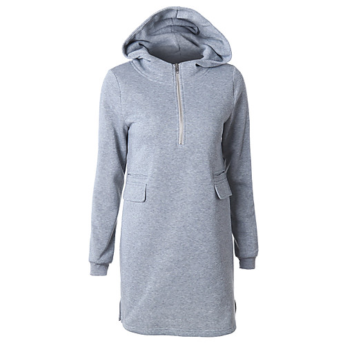 

Women's Pullover Hoodie Sweatshirt Solid Color Plain Quarter Zip Daily Casual Hoodies Sweatshirts Black Dark Gray Navy Blue