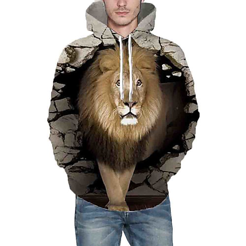 

Men's Hoodie Graphic Animal Daily Going out 3D Print Casual Hoodies Sweatshirts Brown