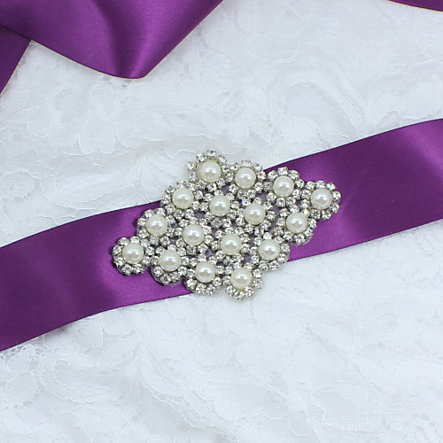 

Satin / Tulle Wedding / Party / Evening Sash With Belt / Appliques / Crystals / Rhinestones Women's Sashes