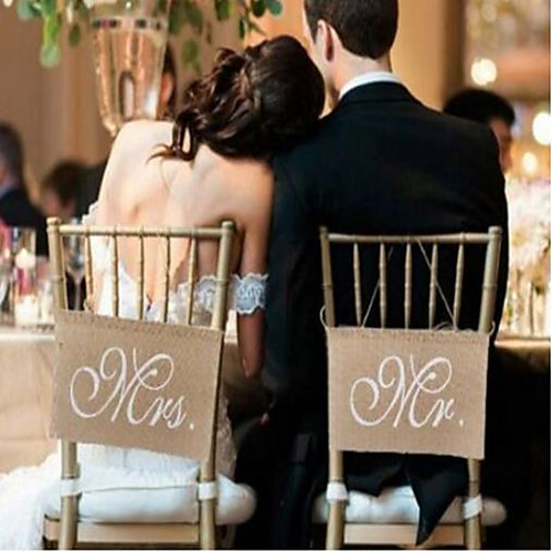 

Mr Mrs linen flag Christmas Wedding Armchair Decoration