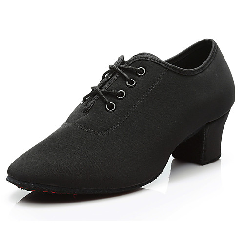 

Women's Latin Shoes Jazz Shoes Dance Sneakers Practice Trainning Dance Shoes Oxford Thick Heel Black Lace-up