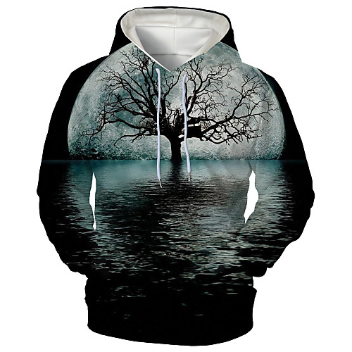 

Men's Hoodie Graphic Daily Going out 3D Print Casual Hoodies Sweatshirts Black