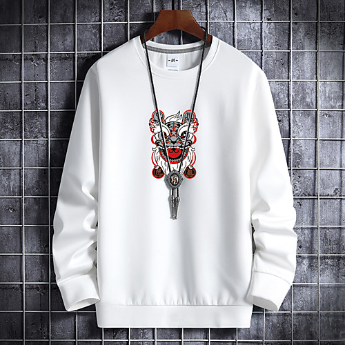 

Men's Pullover Sweatshirt Graphic Daily Going out Casual Streetwear Hoodies Sweatshirts White Black Blue