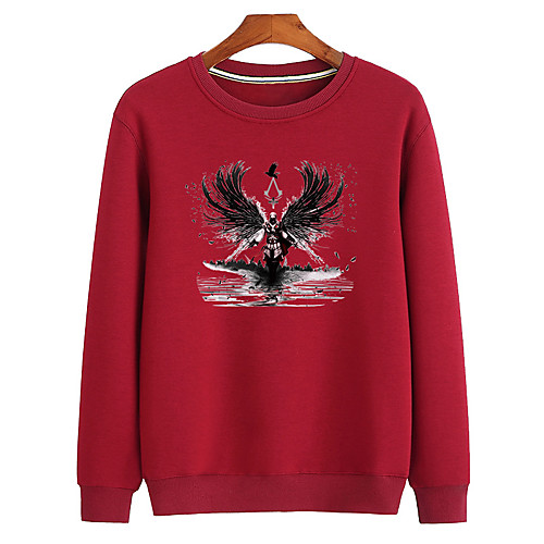 

Men's Sweatshirt Pullover Black White Blue Cartoon Crew Neck Cartoon Cool Sport Athleisure Sweatshirt Top Long Sleeve Warm Soft Comfortable Everyday Use Causal Exercising General Use / Winter