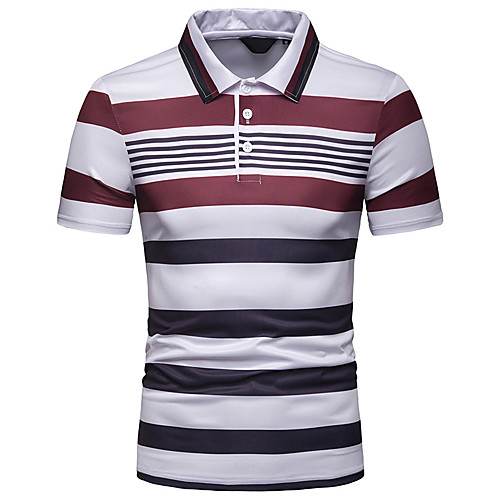 

Men's Polo Graphic Short Sleeve Daily Tops Blue Red