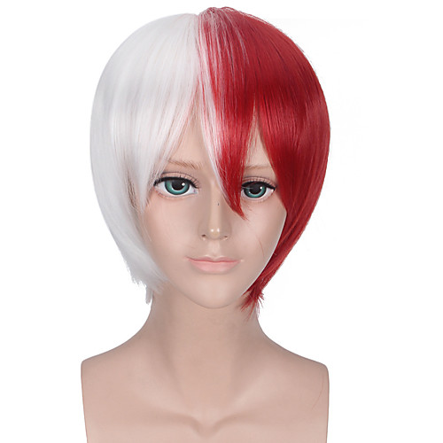 

Cosplay Costume Wig Cosplay Wig Todoroki Shouto My Hero Academia / Boku No Hero kinky Straight With Bangs Wig Short Wine Red Synthetic Hair 14 inch Men's Anime Cosplay Cool Burgundy