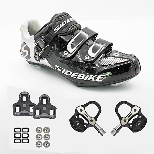 

SIDEBIKE Adults' Cycling Shoes With Pedals & Cleats Road Bike Shoes Breathable Cushioning Ultra Light (UL) Cycling / Bike Black and White Men's Women's Unisex Cycling Shoes