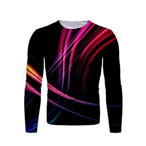 

Men's T shirt Graphic Print Long Sleeve Daily Tops Basic Black