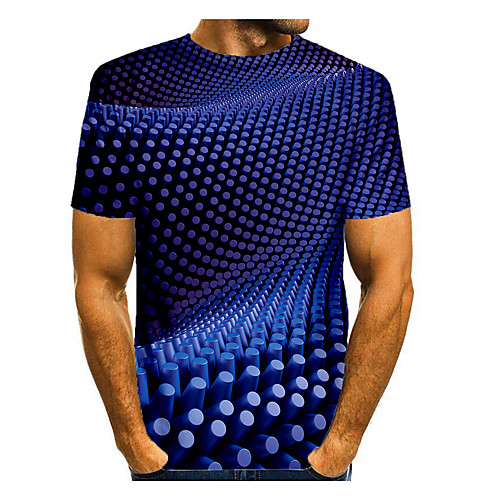 

Men's T shirt Graphic Geometric Short Sleeve Daily Tops Basic Elegant Blue