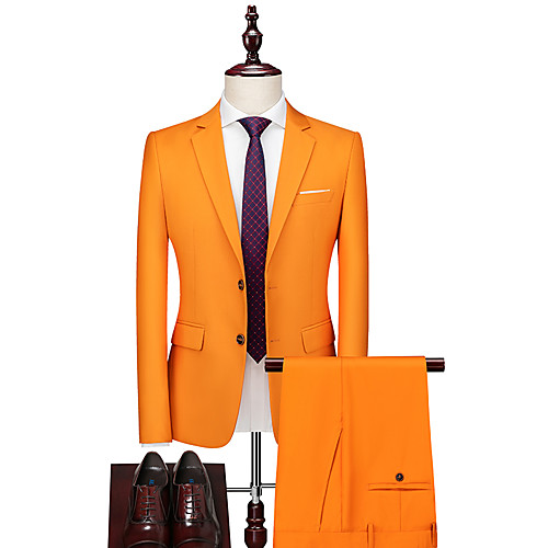 

Tuxedos Tailored Fit Notch Single Breasted Two-buttons Polyester Solid Color
