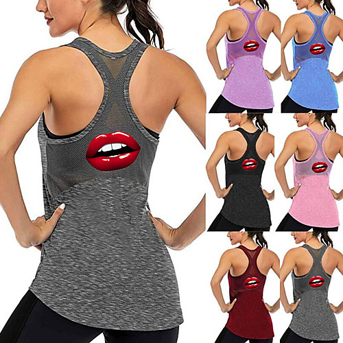 

Women's Tank Top Patchwork Fashion Black Purple Red Blue Pink Mesh Cotton Yoga Fitness Gym Workout Top Sport Activewear Breathable Quick Dry Comfortable Stretchy