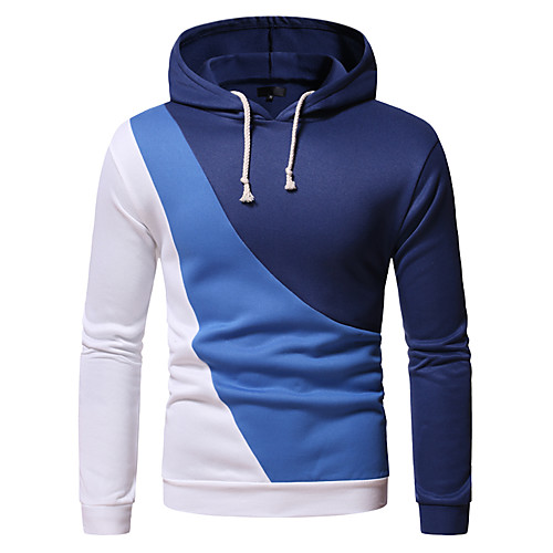 

Men's Pullover Hoodie Sweatshirt Color Block Hooded Daily Going out non-printing Casual Hoodies Sweatshirts Black Blue