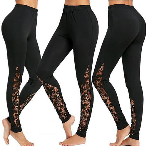 

Women's Yoga Pants Patchwork Cropped Leggings Tummy Control Butt Lift Breathable Black Mesh Yoga Fitness Gym Workout Sports Activewear Stretchy