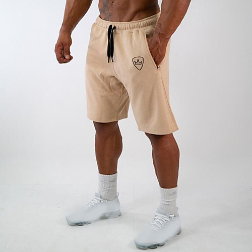 

Men's Running Shorts Bottoms Drawstring Cotton Fitness Gym Workout Performance Running Training Breathable Soft Sweat-wicking Sport Solid Colored Black Red Army Green Khaki / Micro-elastic