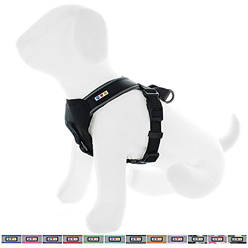 

pet training soft adjustable reflective padded puppy / dog harness medium / large black