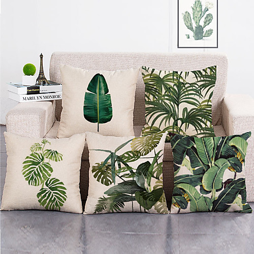 

1 Set of 5 Pcs Green Leaf Botanical Series Throw Pillow Covers Modern Decorative Throw Pillow Case Cushion Case for Room Bedroom Room Sofa Chair Car,1818 Inch 4545cm