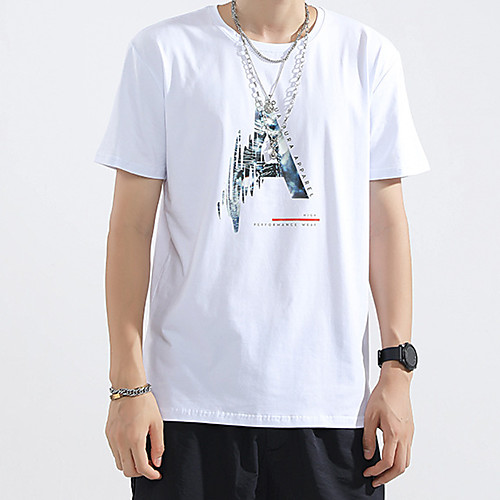 

Men's T shirt Tee / T-shirt Black White Blue Pink Streetwear Crew Neck Letter & Number Letter Printed Cool Sport Athleisure T Shirt Short Sleeves Breathable Soft Comfortable Everyday Use Exercising