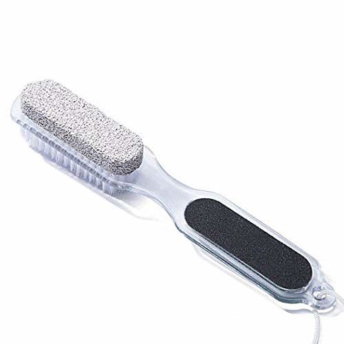 

4 in 1 foot file callus remover, multi-functional foot scrubber, pedicure exfoliator tool, pumice stone brush stainless steel file with dull polish remover