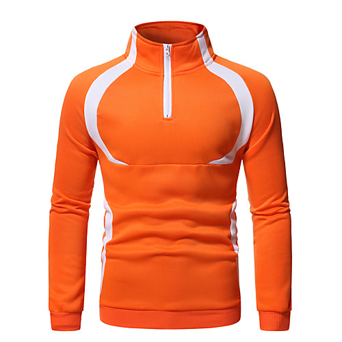 

Men's Hoodie Color Block Daily Sports Basic Casual Hoodies Sweatshirts Black Red Orange