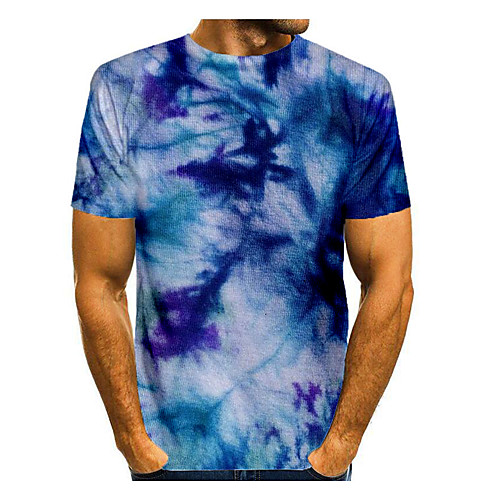 

Men's T shirt Graphic Short Sleeve Daily Tops Basic Elegant Blue