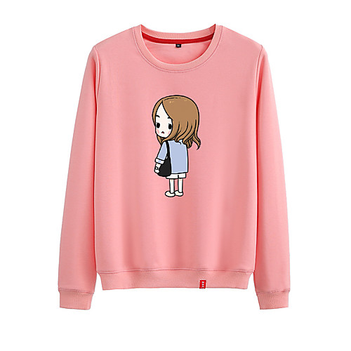 

Women's Sweatshirt Pullover Black White Pink Cartoon Crew Neck Cartoon Cute Sport Athleisure Sweatshirt Top Long Sleeve Warm Soft Comfortable Everyday Use Causal Exercising General Use / Winter