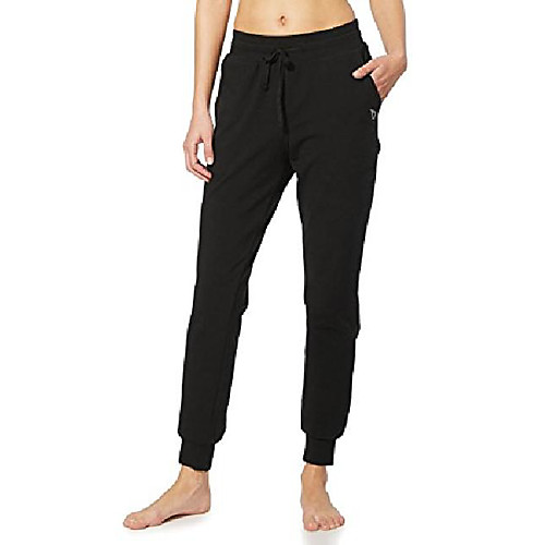 

women& #39;s active yoga fleece lined joggers warm sweats pants workout thermal sweatpants side pockets spacedye black m