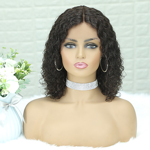 

Remy Human Hair Lace Front Wig Bob style Brazilian Hair Curly Natural Wig 150% Density Women For Black Women curling Women's Short Medium Length Human Hair Lace Wig