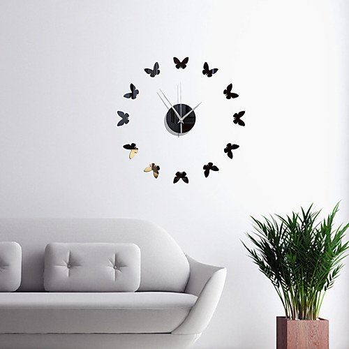 

Frameless DIY Wall Clock, 3D Mirror Acrylic Wall Clock Mute Wall Stickers for Living Room Bedroom Home Decorations