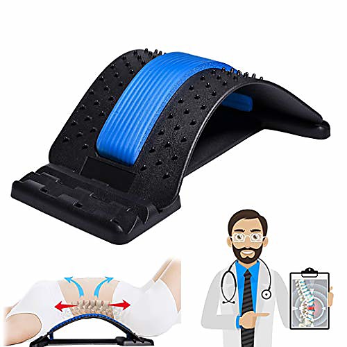 

back stretcher, lumbar back pain relief device, multi-level back massager lumbar, pain relief for herniated disc, sciatica, scoliosis, lower and upper back stretcher support