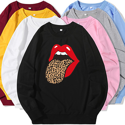 

Women's Sweatshirt Pullover Leopard Print Crew Neck Cartoon Sport Athleisure Sweatshirt Top Long Sleeve Warm Soft Oversized Comfortable Everyday Use Causal Exercising General Use / Winter