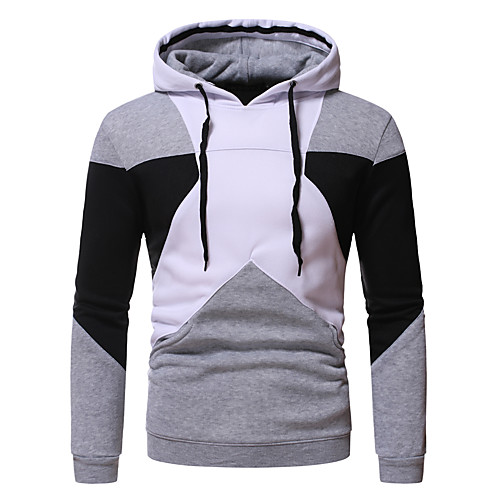

Men's Pullover Hoodie Sweatshirt Color Block Hooded Casual Hoodies Sweatshirts Long Sleeve Light gray Dark Gray