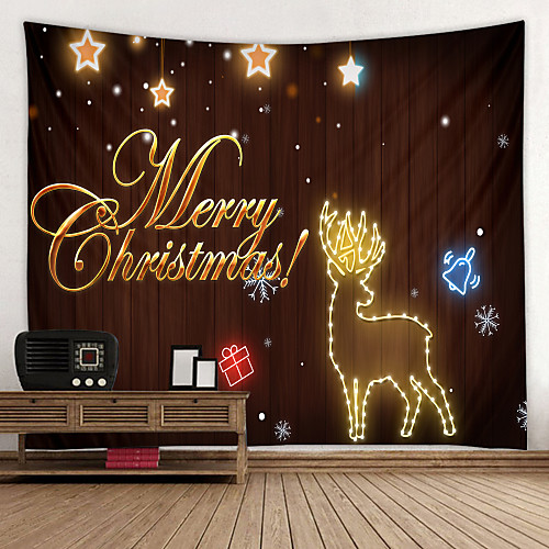 

Christmas Weihnachten Santa Claus Wall Tapestry Art Decor Blanket Curtain Picnic Tablecloth Hanging Home Bedroom Living Room Dorm Decoration Elk Star Neon Light Bell Polyester