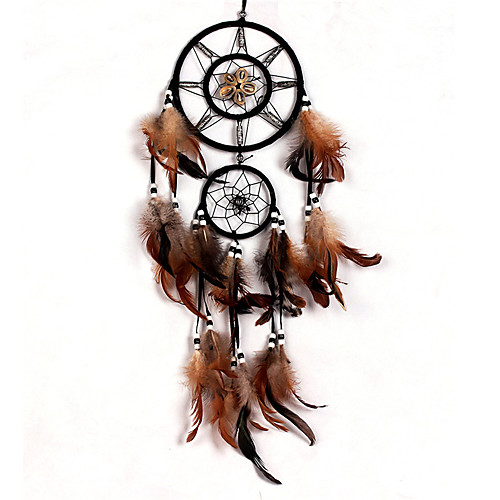 

Boho Dream Catcher Handmade Gift Wall Hanging Decor Art Ornament Craft Indian Feather 2 Circle 7516cm for Kids Bedroom Wedding Festival