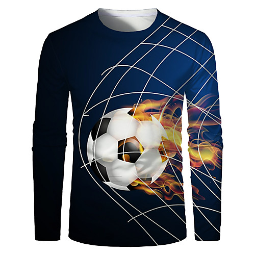 

Men's T shirt Graphic Plus Size Print Long Sleeve Daily Tops Basic Blue