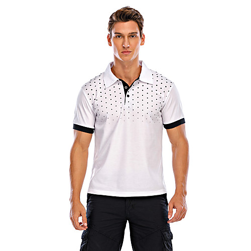 

Men's Polo Polka Dot Graphic Plus Size Print Short Sleeve Daily Tops Basic Streetwear White Black Blue