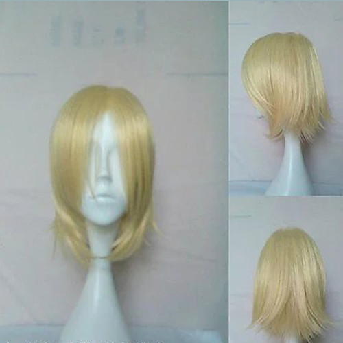 

Yuri!!! on ICE Yuri Plisetsky Cosplay Wigs Men's Layered Haircut 12 inch Heat Resistant Fiber Straight Blonde Teen Adults' Anime Wig